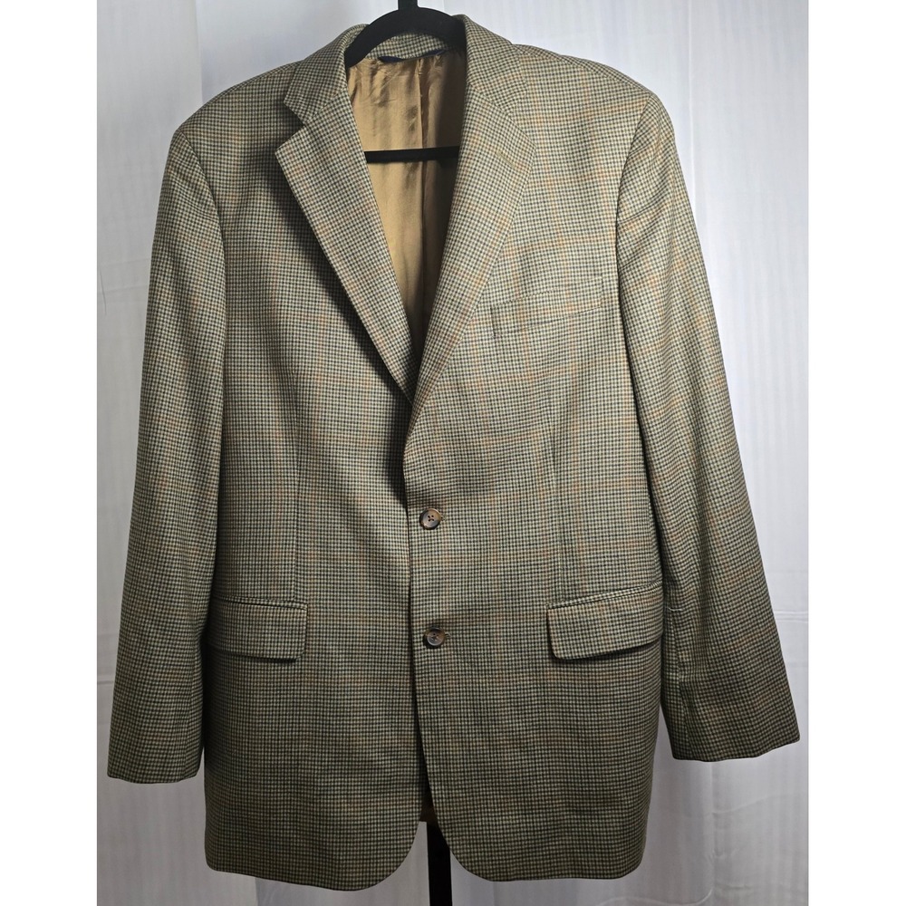 Brooks Brothers 346 Men's 42R Wool Sport Coat Houndstooth Blazer Brown 2 Button